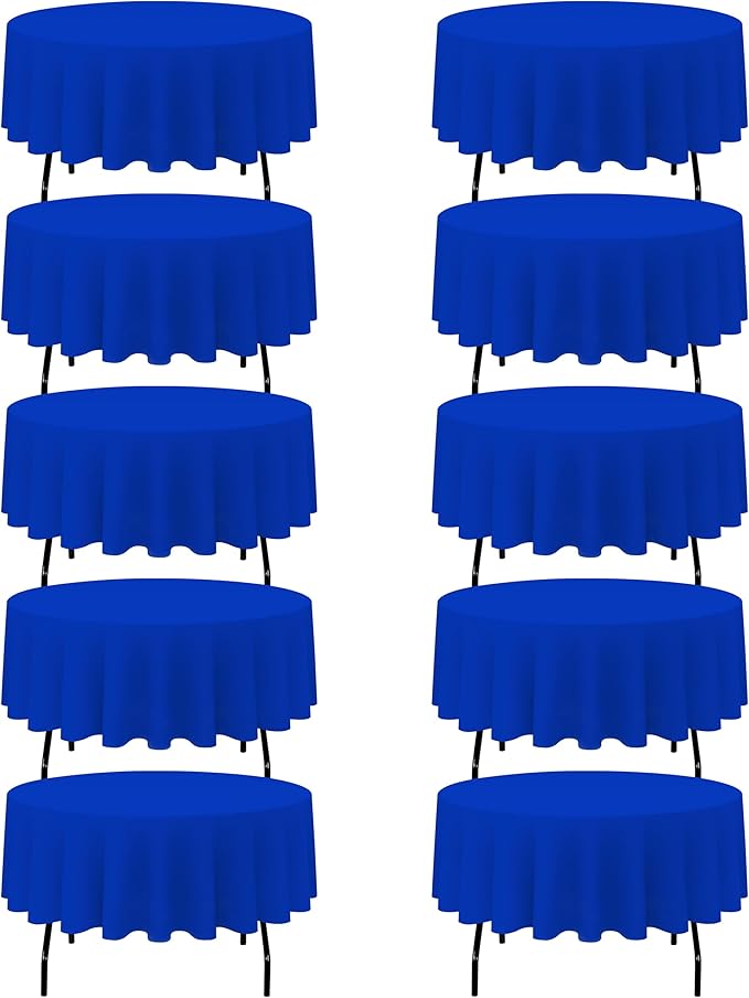 BRILLMAX 10 Pack Royal Blue Round Tablecloths 90 Inch - Circle Bulk Linen Polyester Fabric Washable Table Cloth Cover for Wedding Reception Banquet Birthday Party Buffet Restaurant