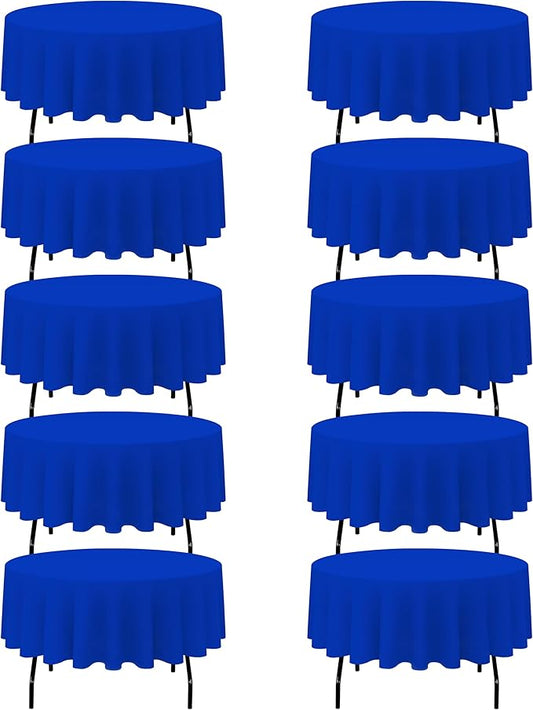 BRILLMAX 10 Pack Royal Blue Round Tablecloths 90 Inch - Circle Bulk Linen Polyester Fabric Washable Table Cloth Cover for Wedding Reception Banquet Birthday Party Buffet Restaurant