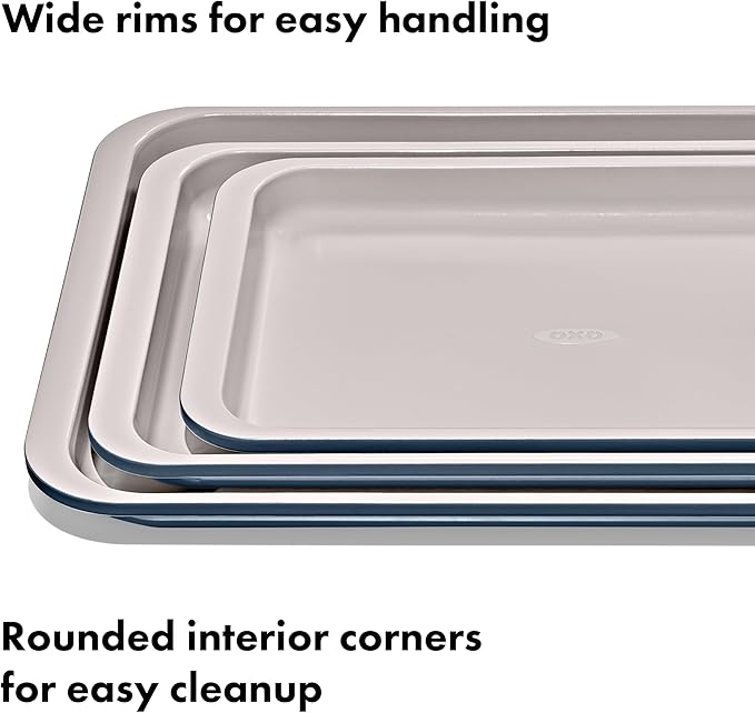 OXO Good Grips Non-Stick Pro Ceramic Coated Metal Bakeware 3-Piece Sheet Pan Set – Storm Blue