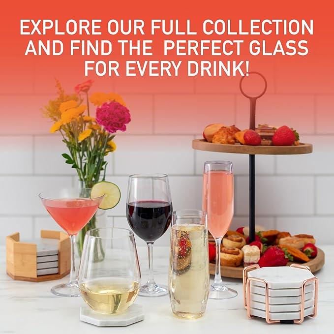 D'Eco Unbreakable 9 oz Martini Glasses (Set of 8) - 100% Tritan Glassware- Reusable Shatterproof Espresso & Dirty Martini Glasses- Great for Summer Pool Parties, Girls' Nights - Wedding Gift Idea