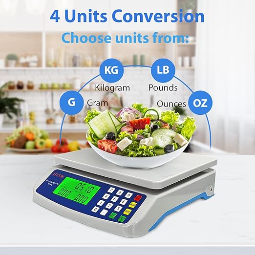 30kg/66lb Commercial Food Scale Large Digital Kitchen Scale for Baking Cooking Bread Meat Weight Price Computing Scale with LCD Display Counting Scales for Coins Adapter Included