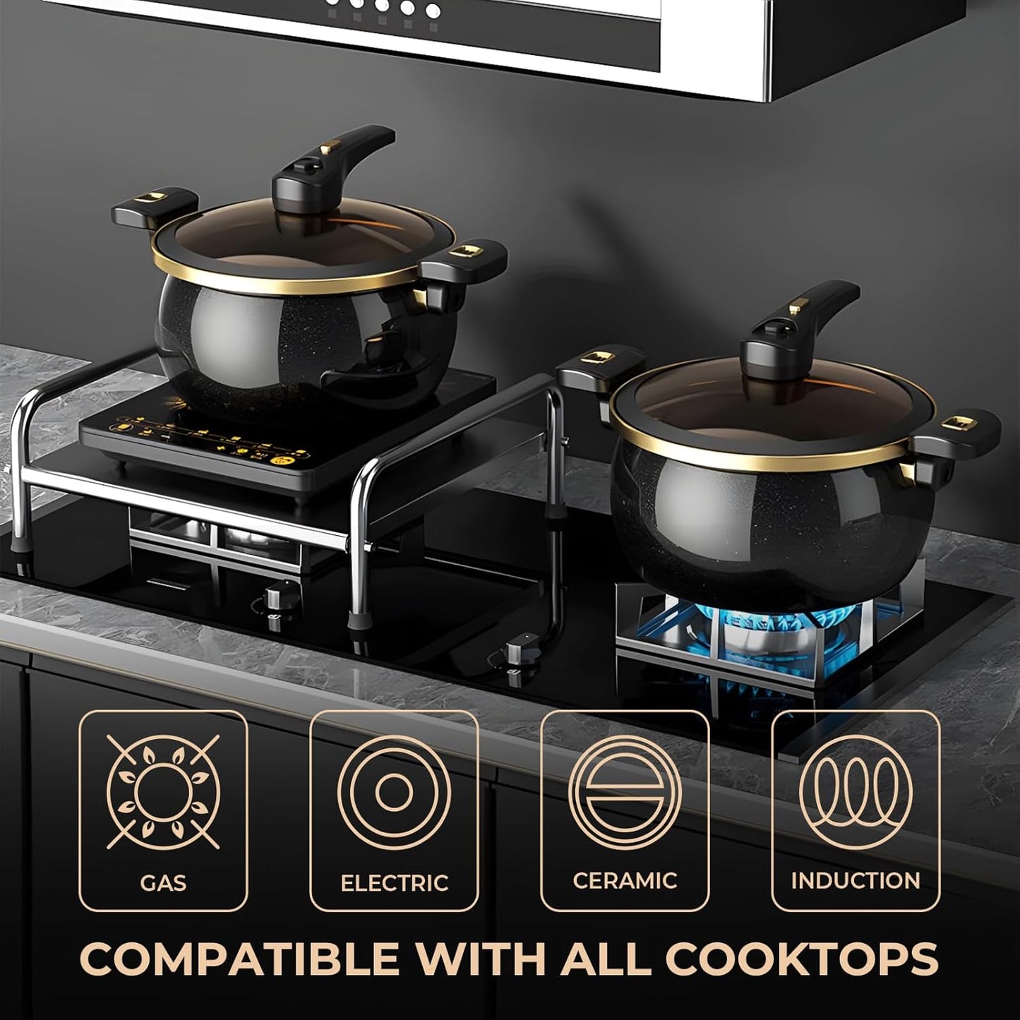 Nonstick Ceramic Coated Sauce Pan with Lid Blue Crock Pot with Twist & Lock Handles, Micro Pressure Cooker Versatile Stockpot with Lid, Bottom Big Soup Canning Pots,Simmer Pots (BLUE, 7.5Quarts)