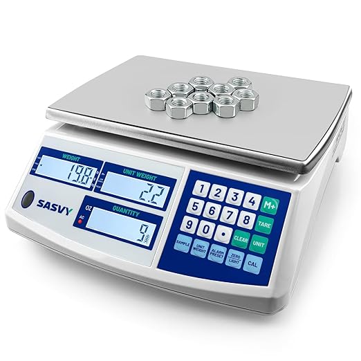 Counting Scale (66lb/30kg, 0.1g) lb/oz/kg/g Industrial Digital Inventory Scale with Battery for Small Parts, Coins, Pieces, Tickets