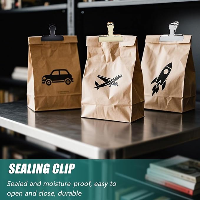 Bag Clips, 10 Pack Stainless Steel Chip Clips for Food, Food Clips Heavy Duty Clamp Clips Kitchen Clips Snack Clips for Office Kitchen Home