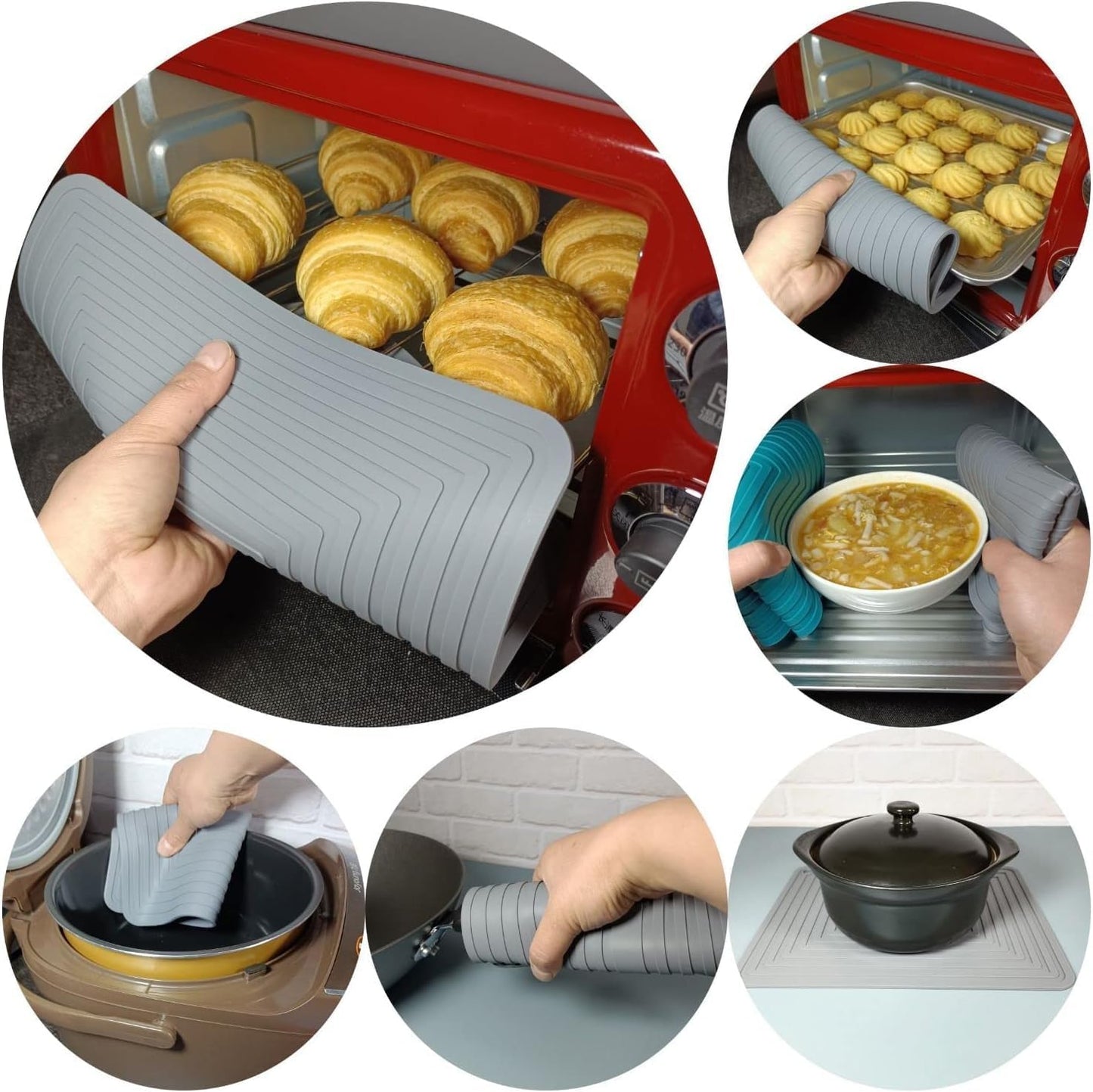 Silicone Trivets Mats Set 2, Silicone Trivets for Hot Dishes, 9 x 12 Trivets for Hot Pots and Pans, Oliver Green Silicone Hot Pads for Kitchen, Multi-Purpose Heat Resistant Pot Holder Mats