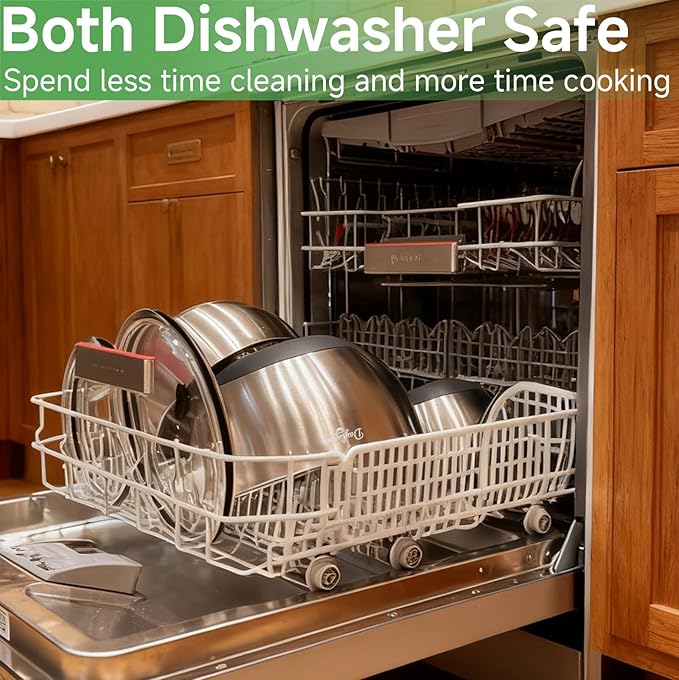 Mixing Bowls with Airtight Lids, Clear Lid with Valve, Stainless Steel Nesting Bowl Set, 3-Piece Bowls(1.5/3/5 QT), Measurement Marks, Non-Slip Silicone Base, Dishwasher Safe, Food Prep & Storage