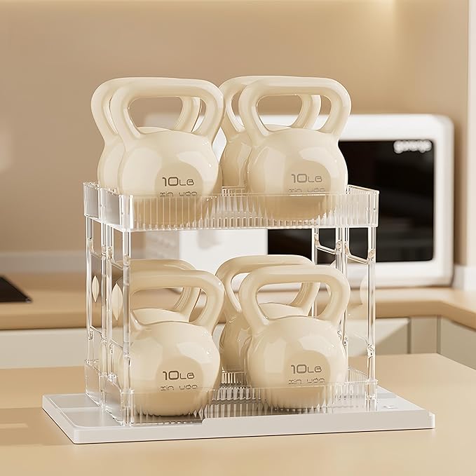 Pull Out Spice Rack Organizer for Cabinet, Rotatable 2 Tier Slide Out Seasoning Organizer and Storage Adhesive Vertical Spice Rack Shelf Pullout for Kitchen Cabinets(2 Drawer, Acrylic)