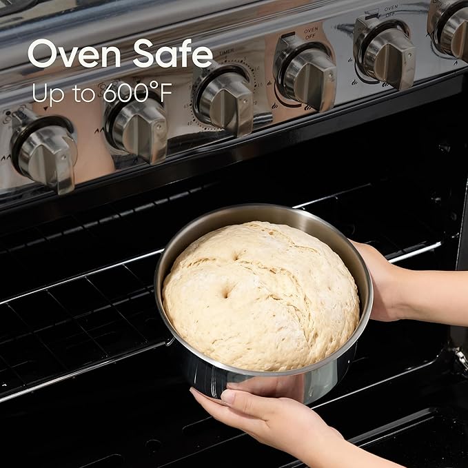 CAROTE 19pcs Stainless Steel Cookware Set with Detachable Handle, Pots and Pans Set, Induction Kitchen Cooking Sets, RV/Camping Cookware, Removable Handle, Oven Safe, Woodgrain