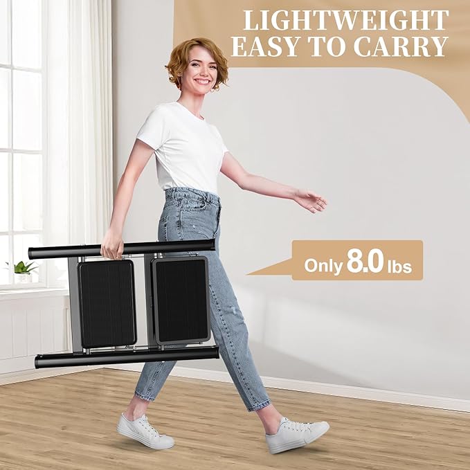 HBTower Step Ladder, Step Ladder Folding Step Stool, Portable Sturdy Steel Ladder Stool for Adults with Anti-Slip Wide Pedals Home Outdoor Kitchen, Black