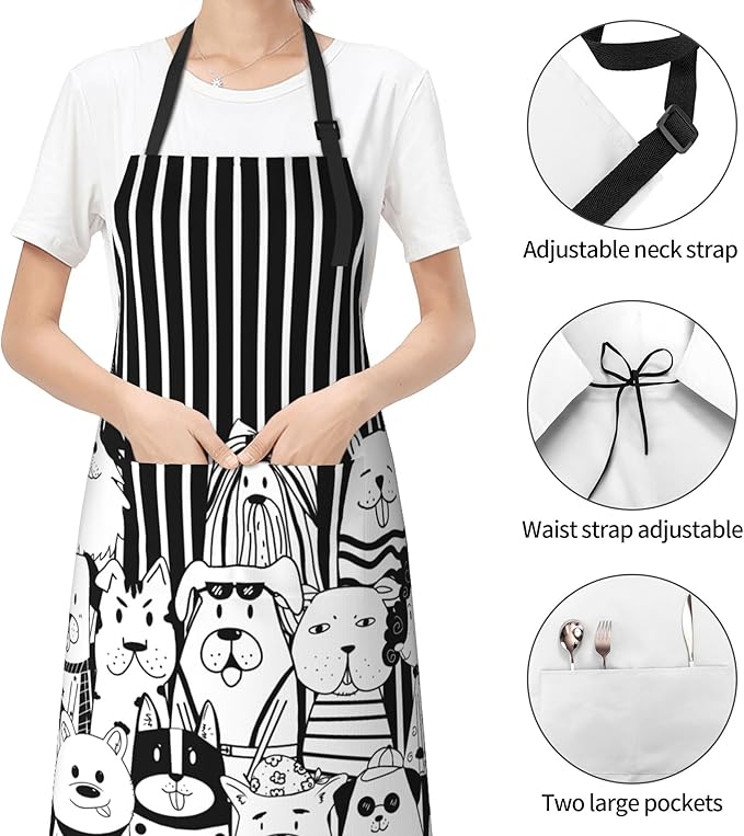 Funny Animal Apron with 2 Pockets Waterproof for Men Women Kitchen Garden Decor