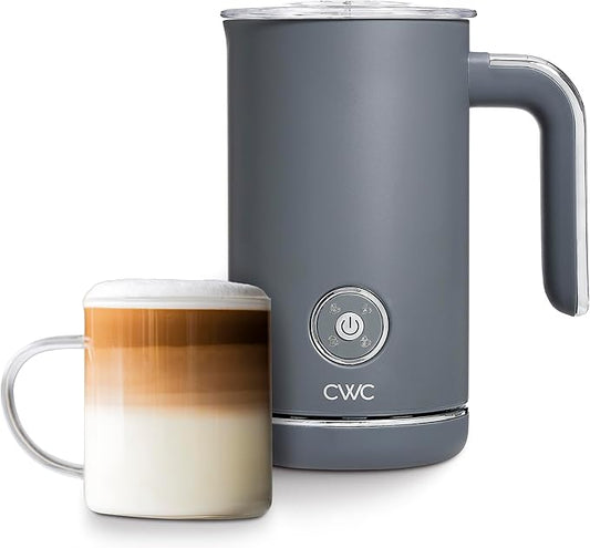 COOK WITH COLOR 4-in-1 Electric Milk Steamer and Frother - 2-Minute Heating and Frothing, Hot and Cold Foam Maker for Coffee, Latte, Cappuccino, Macchiato, Milk Warmer, Auto Shut Off, Grey