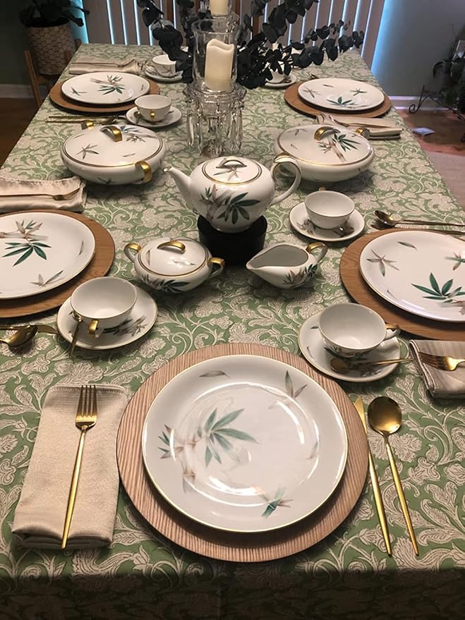 Ridhi - Hand Block Print Cotton Cloth Dinning Table Cover Wedding Farmhouse Thanks Giving Christmas Spring Tablecloth (Sage Green, 8 Seater 70x108 Inches)