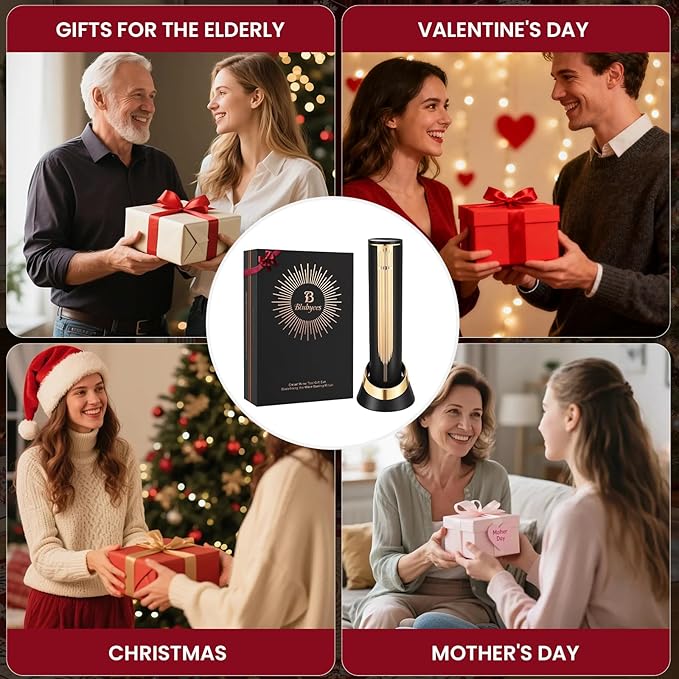 Electric Wine Bottle Opener with Charging Base & Built-in Foil Cutter – Rechargeable Intelligent Touch-Activated Automatic Corkscrew – Luxury Christmas Wine Gifts for Women, Men, Seniors