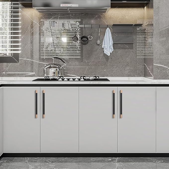 10 Pack 7-1/2 Inch (192mm) Black and Champagne Copper Cabinet Handles - Knurled Pulls for Kitchen Drawers and Cabinets - Hardware