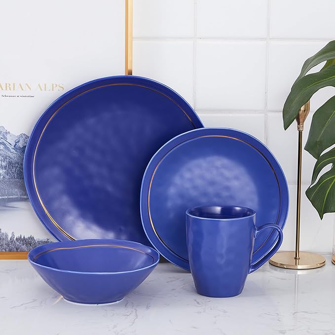 Stone Lain Clara 16-Piece Dinnerware Set Porcelain, Blue