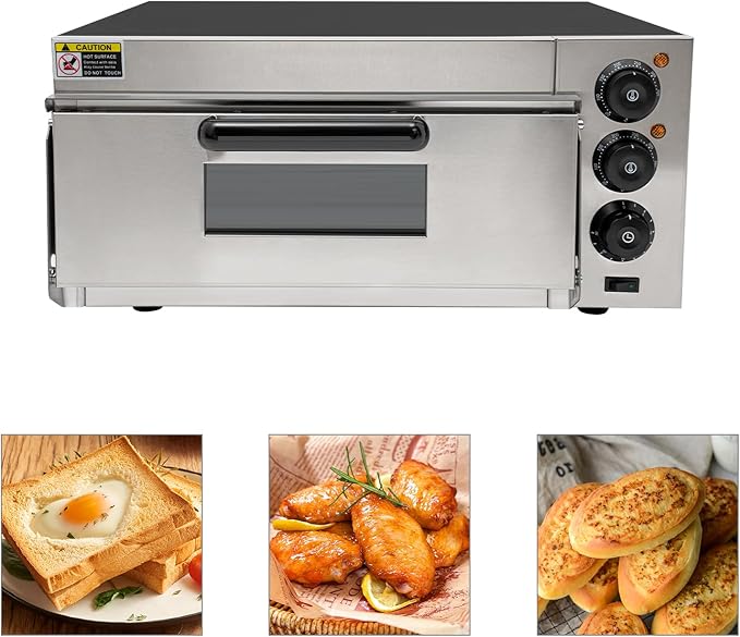1800W Electric Pizza Oven Indoor Commercial Pizza Oven Countertop Pizza Maker Multipurpose Indoor Pizza Machine for Home Restaurants Bakeries – Adjustable Temp (122-662°F）-Makes 19.7 inch Pizzas