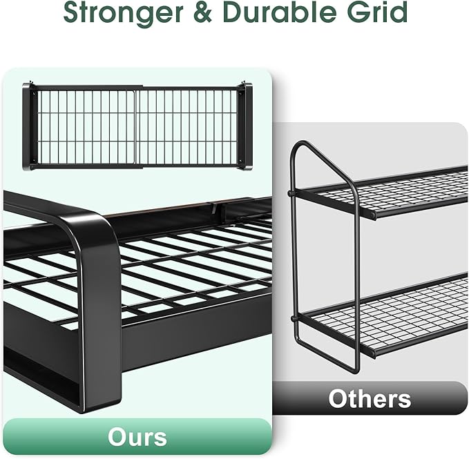 19"- 30" Expandable Hanging Pot Rack, 2 Tier Heavy Duty Wall Mounted Pots and Pans Organizer with 10 Hooks and 5 Pot Lid Holders, Pot Hanger Shelf for Kitchen Cookware Utensils Organizers and Storage