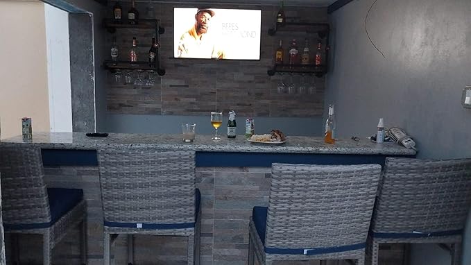 Wine Rack Wall Mounted 2 Tier, Hanging Floating Small Mini Bar Liquor Shelves with Glass Holder Storage Under, Industrial Rustic Pipe Farmhouse Kitchen Decor Black(23.6x10.6x19.7)