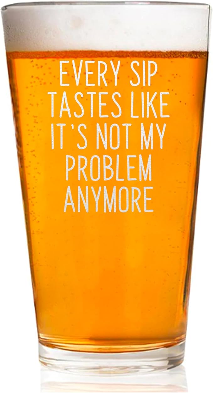 Every Sip Premium 16 oz Beer Pint Glass, Laser Engraved Beer Pint for Retirement, Custom Retirement Gifts, Lead-Free Beer Lover Gift