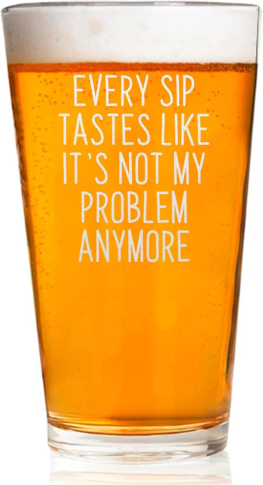 Every Sip Premium 16 oz Beer Pint Glass, Laser Engraved Beer Pint for Retirement, Custom Retirement Gifts, Lead-Free Beer Lover Gift