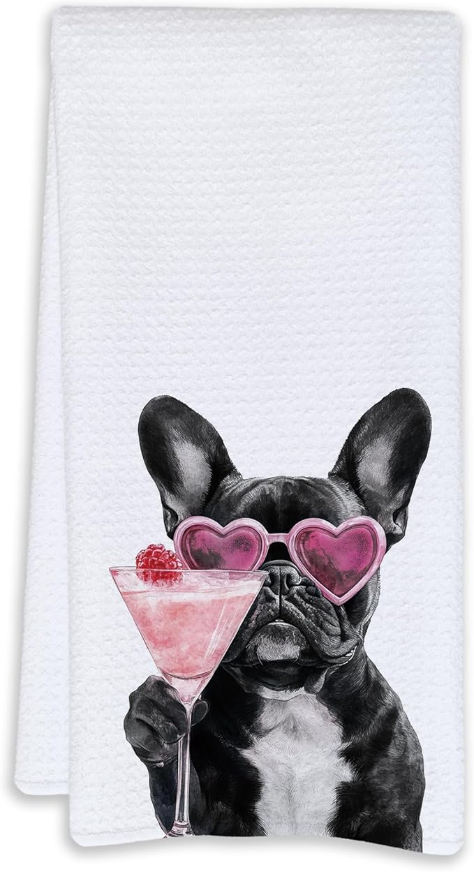Cabana Bro French Bulldog Gifts Kitchen Towels, French Bulldog Gifts for Women Men Decorative Hand Towels for Bathroom, Funny Frenchie Cocktail Dish Tea Towels for Kitchen, 16x24 Inch
