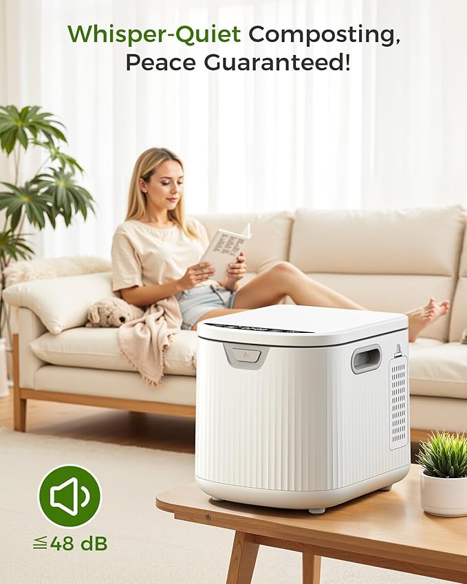 Electric Composter for Kitchen, 2.5L (Max 3.3L) Smart Countertop Compost Bin with Auto-Cleaning | Odorless | Low Noise | LED Display, Turns Food Waste to Fertilizer, Food Composter for Home