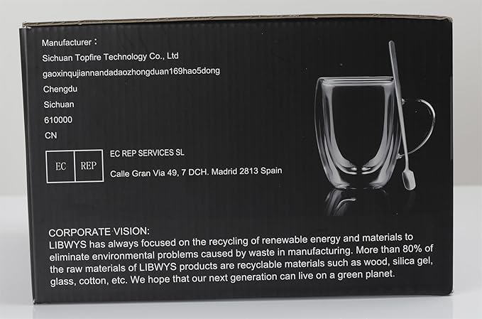 LIBWYS 4 Pack Double Walled Coffee Cups Glasses Mugs 12oz, Espresso Cappuccino Latte Tea Cups with Handle, Heat Resistant Borosilicate Clear Glasses 350ml