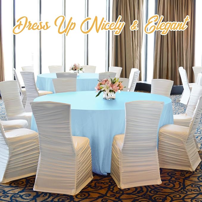 BRILLMAX 6 Pack Light Blue Round Tablecloths 120 Inch - Circle Bulk Linen Polyester Fabric Washable Table Cloth Cover for Wedding Reception Banquet Birthday Party Buffet Restaurant