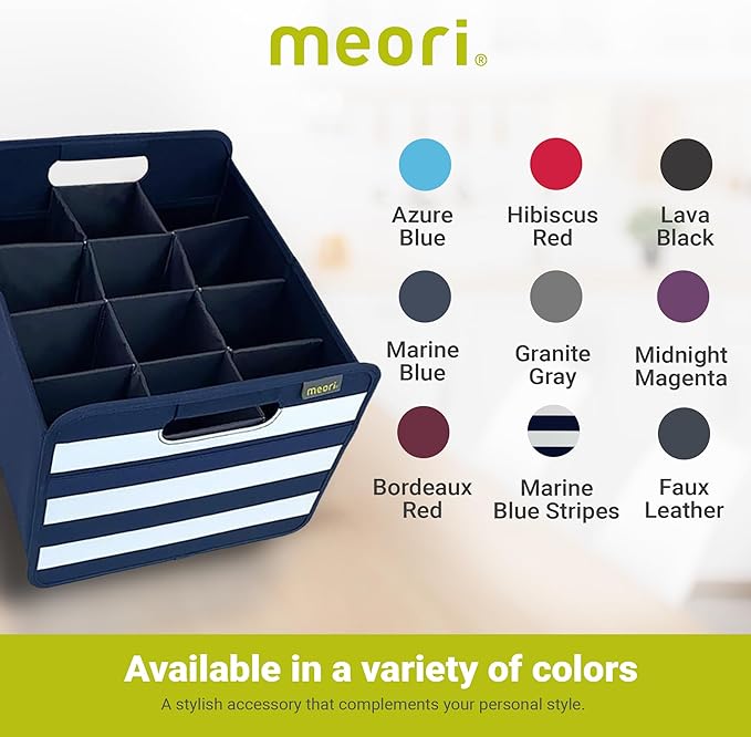 meori Foldable 12 Bottle Wine Carrier Marine Blue Stripes Carry Glassware Liquor Storage Bottle Shopping Travel Cocktails RV, B100792