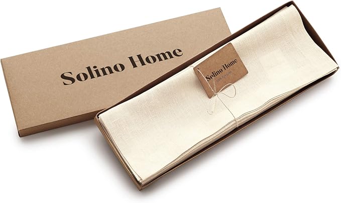 Solino Home Ivory Placemats Set of 4-100% Pure Linen Placemats 14 x 14 Inch for Fall, Autumn, Thanksgiving, Christmas - Fete