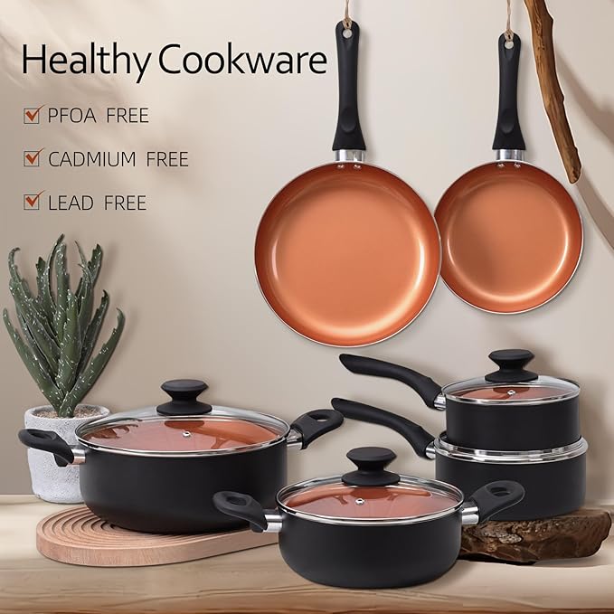 Ceramic Pots and Pans Set, 15PCS Nonstick Set Ceramic Cookware Set, Nonstick Pan Pots and Pans Set Non Stick Cookware set (With-Induction)