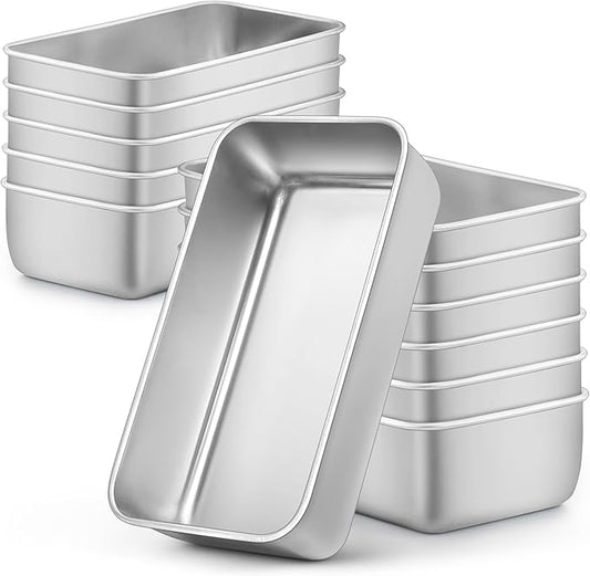 LIANYU Bread Loaf Pans Set of 12, 9x5 Inch Stainless Steel Bread Baking Pans for Homemade Sourdough, Sandwich, Meatloaf, Easy Release & Dishwasher Safe