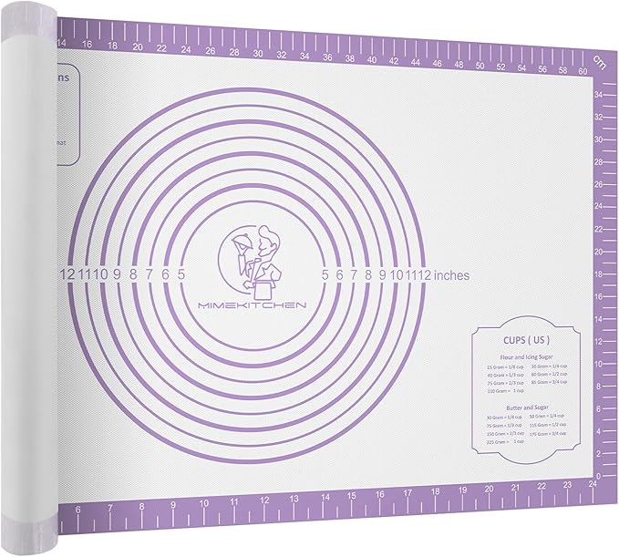 Non Stick Pastry Mat,Extra Large Silicone Baking Mat with Measurement, Food Grade Dough Rolling Mat for Making Cookies Macarons Bread Pie Crust, Easy to Clean& Multi-Purpose