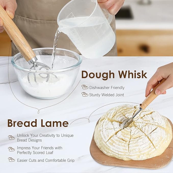 Wwyybfk Banneton Bread Proofing Basket, Sourdough Bread Baking Supplies, 9.8" Sourdough Proofing Basket Kit