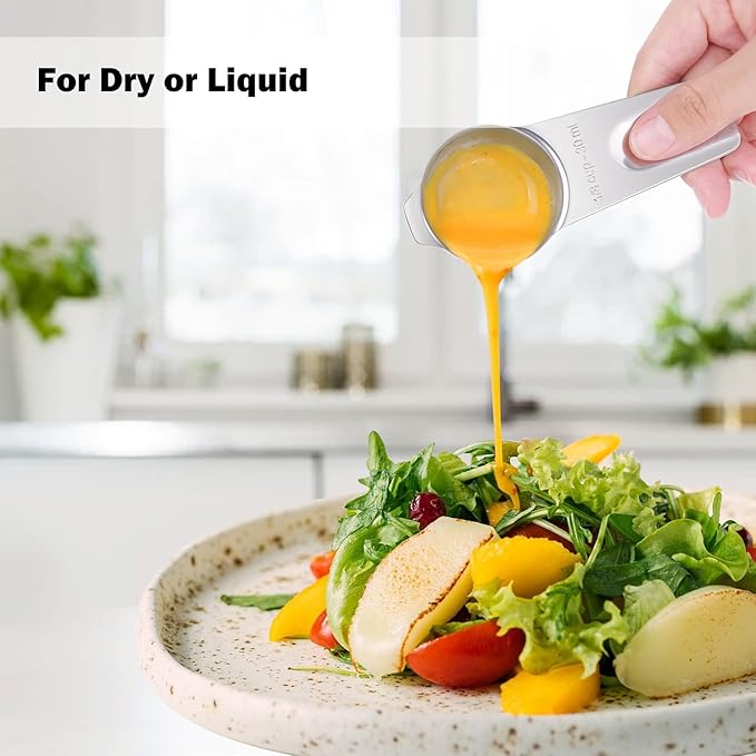 Measuring Cups, AMOHEE 7PCS Stainless Steel Measuring Cups with a Storage Bag for Cooking & Baking, Dishwasher Safe