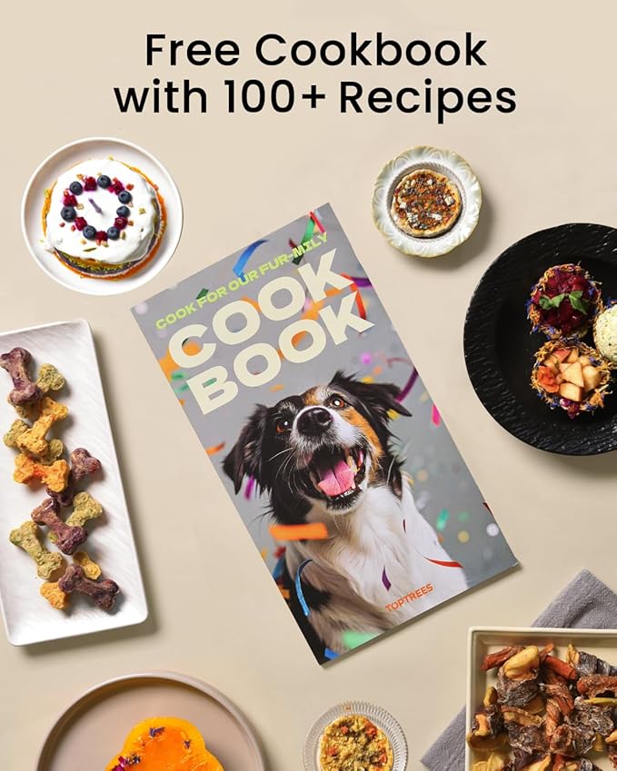 Pet Fresh Food Processor Gift Set – Quick 10 Types of Homemade Fresh Foods for 5 Pet Types, 5.5Qt 7-in-1 Cooking Machine with Easy One-Touch Panel, 100+ DIY Recipes with Various Accessories