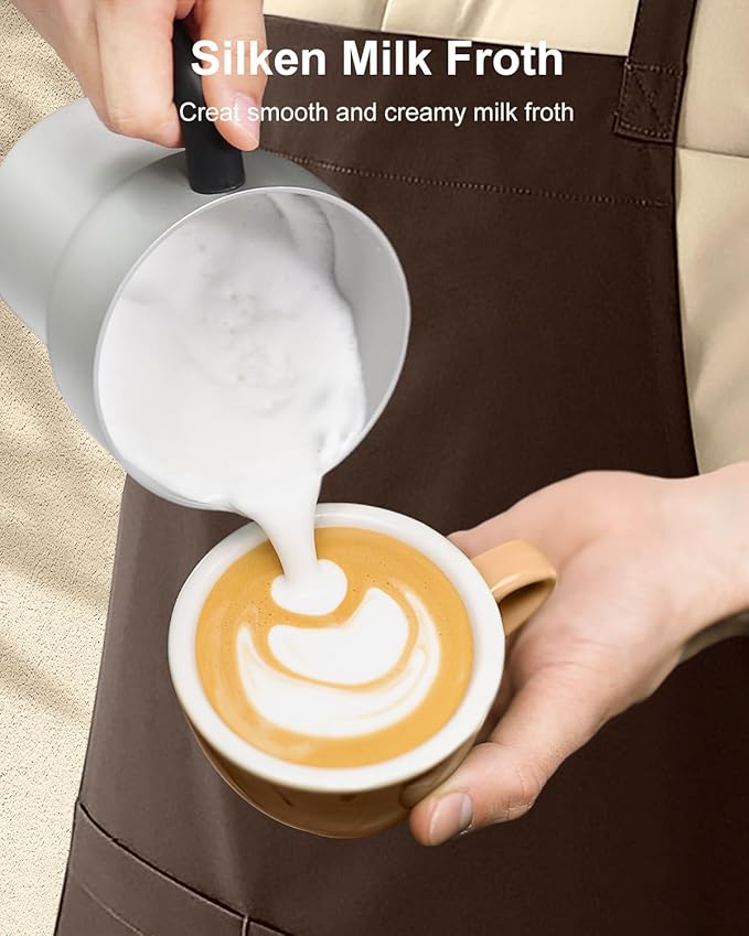 CROWNFUL Milk Frother, Electric 5-in-1 Milk Frother and Steamer with Temperature Control, Dishwasher Safe, Auto Shut-Off Frother