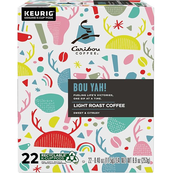 Caribou Coffee Bou-Yah, Keurig Single Serve K-Cup Pods, 22 Count