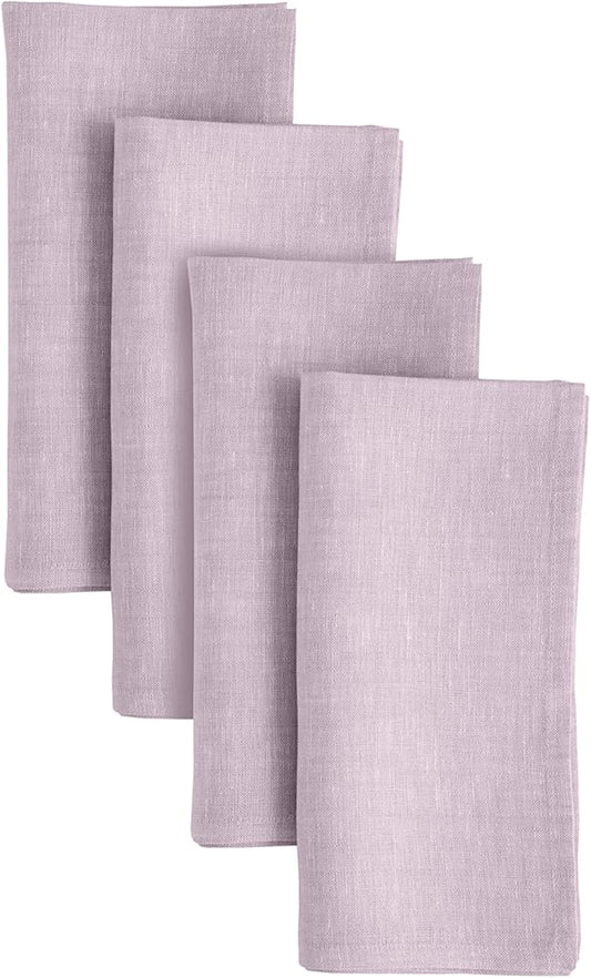 Solino Home Linen Cloth Napkins Set of 4-100% Pure Linen Chambray Lavender Dinner Napkins 20 x 20 Inch - Athena, Handcrafted and Machine Washable - Thanksgiving, Holiday