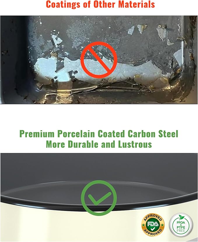 Enamel Baking Pans Set Round Roasting Dish 4-Pack 9/10/12/14 Inch Non-Toxic Non-Stick Carbon Steel Large Bakeware for Cake Bread Pie Pizza Turkey Steak, Oven Dishwasher Safe Thanksgiving Gift Cookware