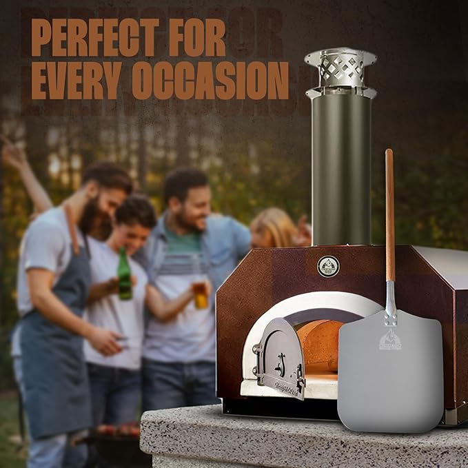 Pizza Peel 12" x 14", Pizza Paddle, 35.5" Long Aluminum Metal Pizza Peel with Detachable 21" long Wooden Handle, Pizza Turning Spatula, Pizza Shovel