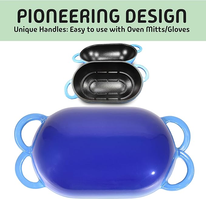 LoafNest: The Original Breadbaking Dutch Oven. 2 Qt Covered Cast Iron Yeast and Sourdough Baker. Non-Toxic Oven-Safe to 500 F [Casserole only]