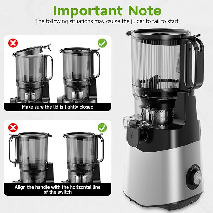 Cold Press Juicer, 5.8" Wide Feed Chute, 400W Slow Masticating Juicer Extractor Supports High Juice Yield, Whole Vegetables & Fruits, Silver Gray