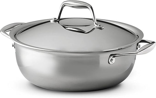 Tramontina Signature Tri-Ply Clad Stainless Steel 4-Quart Universal Pan with Lid, Induction-Ready Cooking Pan, Dishwasher-Safe, NSF-Certified, Made in Brazil
