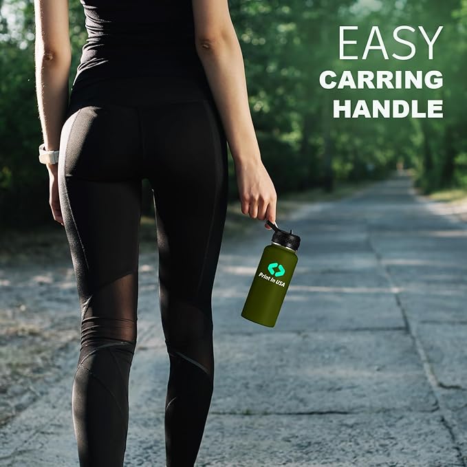 Personalized Custom Print in USA Water Bottle 100Pcs 32oz Stainless Steel Double Wall Coffee Cup with Lid & Straw Insulated Tumbler with Colorful Text Logo Photo