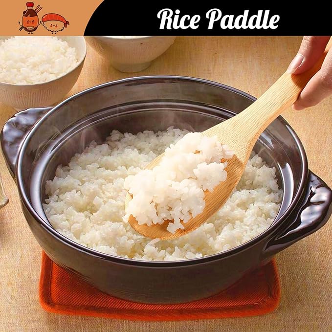 No Plastic Bamboo Sushi Making Kit, Sushi Roller, 2 Bamboo Sushi Rolling Mats, 5 Pairs Chopsticks, Sauce Dish & More - Natural Sushi Maker Set for Beginners DIY Sushi at Home