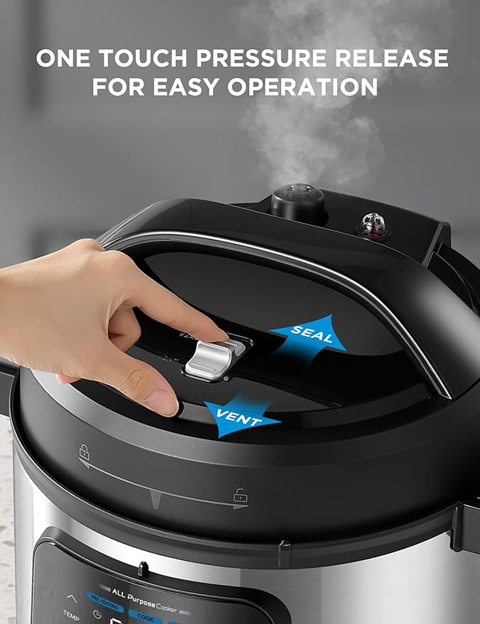 Midea 10-in-1 Electric Pressure Cooker with Slow Cooker, Steamer, Saute, Sous Vide, and Bake Modes, Stovetop & Oven Safe Stainless Steel Pot, 6 Quarts