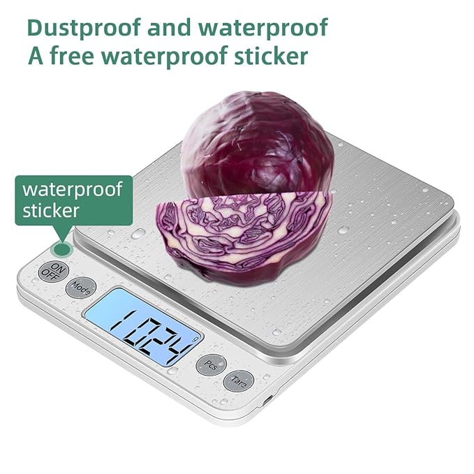 Upgraded Larger Size Digital Food Scale Weight Grams and OZ, 10kg/1g Kitchen Scale for Cooking Baking, High Precision Electronic Scale with LCD Display