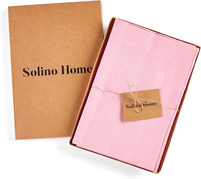 Solino Home Linen Napkins Set of 4-100% Pure Linen Pink Lemonade Dinner Napkins Cloth 20 x 20 Inch - Fete, Handcrafted and Machine Washable