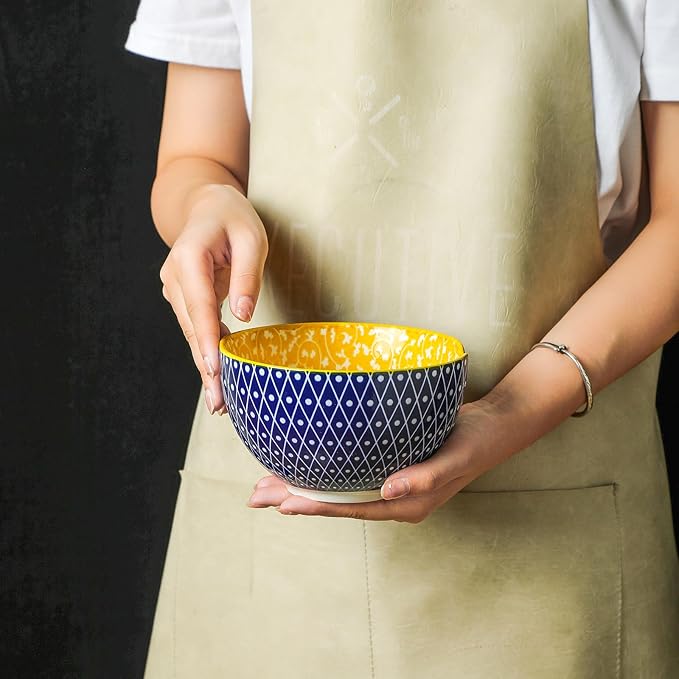 Selamica Ceramic Ramen Bowls Set, 15 OZ Noodle Bowls for Kitchen with Chopsticks, Deep Soup Bowls for Japanese Ramen Udon Soba, Microwave Dishwasher Safe, Set of 4, Assorted Colors